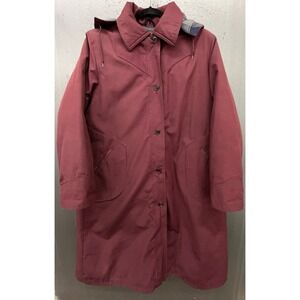 Vintage Eddie Bauer Coat Women L Burgundy Goose Down Wool Lined Pockets Hood